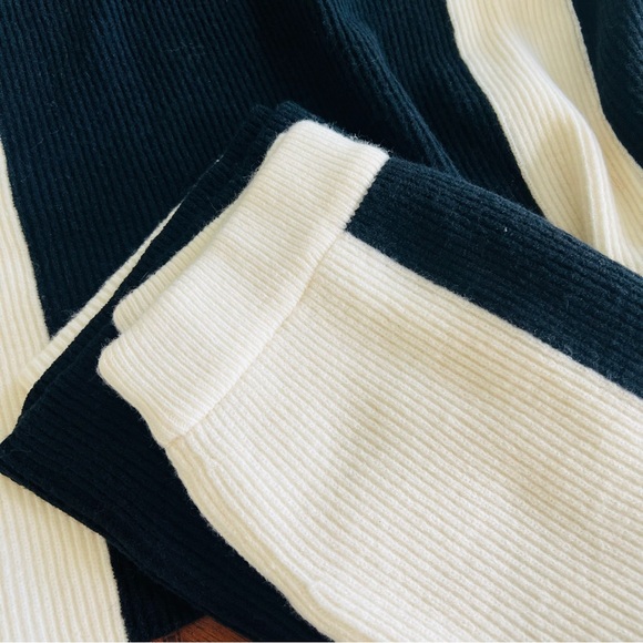 COMMENSE Miss Paris Stripe Two Piece Knit Skirt Set, Black White Size M - Picture 5 of 9